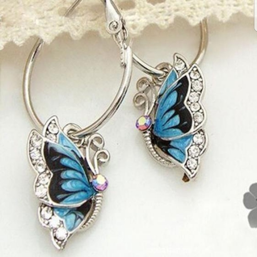 Butterfly Hoop Earrings NWOT